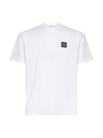 STONE ISLAND WHITE JERSEY COMPASS PATCH T-SHIRT