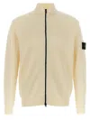 Stone Island Logo Badge Cardigan Sweaters And Cardigans White In White
