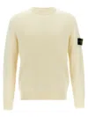 Stone Island Regular-fit Crewneck Sweatshirt With Ribbed Inserts In White