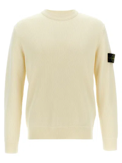 STONE ISLAND WHITE LOGO BADGE SWEATER