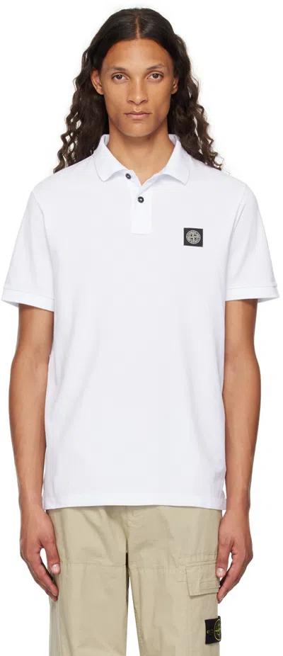 STONE ISLAND WHITE LOGO PATCH POLO