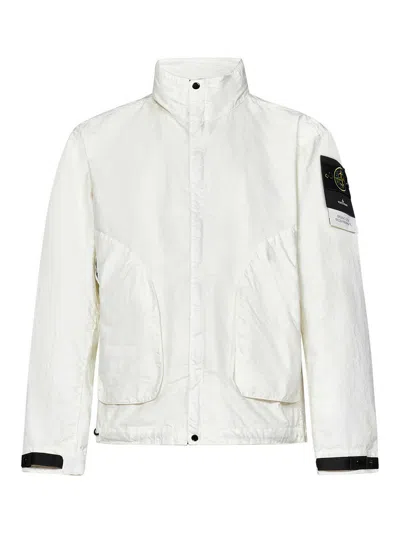 Stone Island White Nylon Windbreaker Jacket