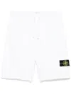 Stone Island White Fleece Bermuda Shorts In White