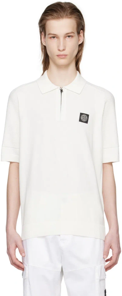 Stone Island White Patch Polo In V0001 White