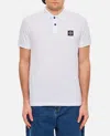 Stone Island White Pique Polo Shirt In Violet