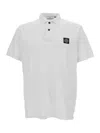 STONE ISLAND WHITE POLO SHIRT WITH LOGO PATCH IN STRETCH COTTON MAN