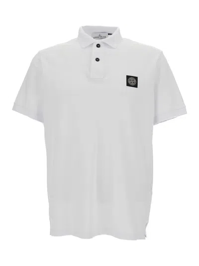 Stone Island Cotton Polo Shirt With Logo In White