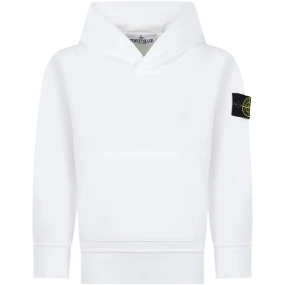 Stone Island Kids' White Sweatshirt For Boy With Iconic Logo