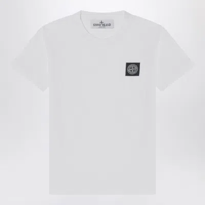 Stone Island Kids' White T-shirt With Logo Patch