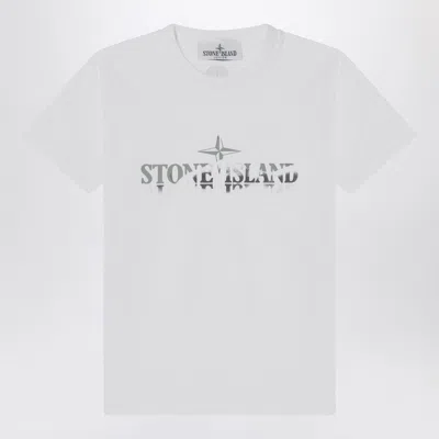 Stone Island Kids' White T-shirt With Logo Print