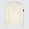 Stone Island Ivory Ribbed Knit Sweater With Crew Neckline In Beige