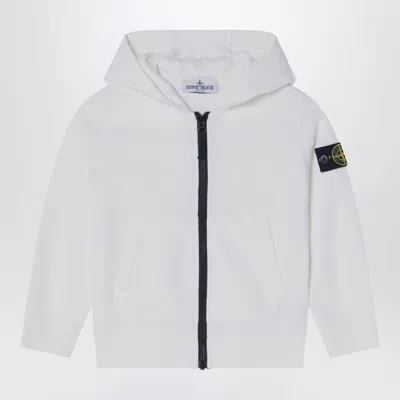 Stone Island Kids' White Zip-up Sweatshirt In Cotton