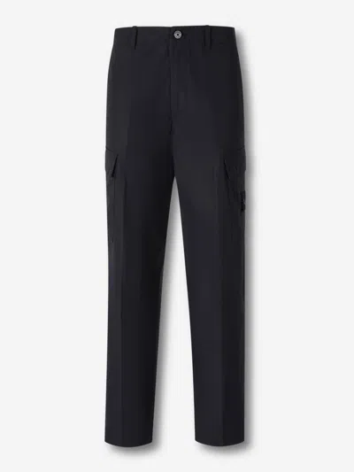 Stone Island Wide Cargo Trousers In Blue