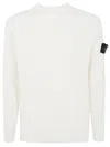 Stone Island Classic White Sweater With Timeless Round Neckline In White