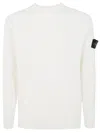 Stone Island Lgo-patch Ribbed-knit Jumper In White
