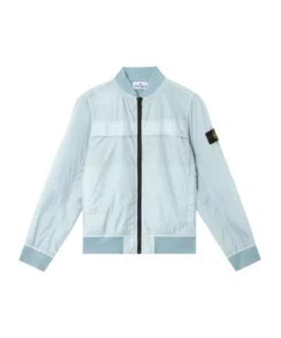 Stone Island Kids' Wind-resistant Bomber Jacket With Anti-dirop In Blue