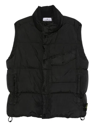 Stone Island Wind Resistant Crinkle Down Vest Clothing In Black