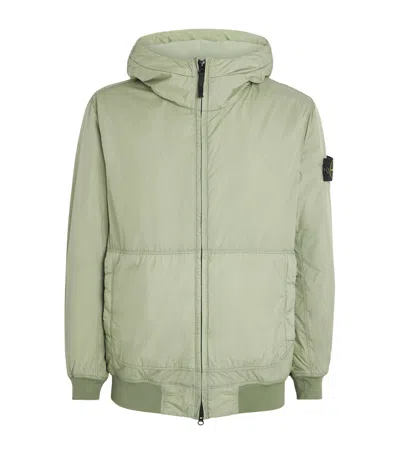 Stone Island Wind-resistant Crinkle Reps Bomber Jacket In Green