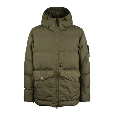 Stone Island Windproof Down Jacket Crinkle Reps R-ny Moss In Green