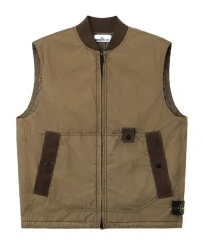Stone Island Wind-resistant Padded Vest With Anti-drop In Green