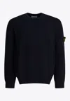 Stone Island Winter Compass-motif Wool Sweater In Blue