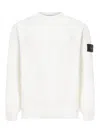 Stone Island Classic White Sweater With Timeless Round Neckline In White