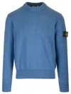 Stone Island Winter Cotton Crewneck Sweater Knitwear Blue In Blue