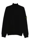 Stone Island High Neck Long Sleeve Knit Sweater In Black