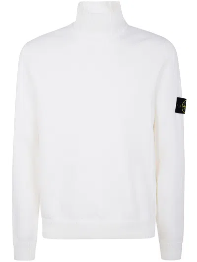 Stone Island Cotton Turtleneck Sweater For Winter In White