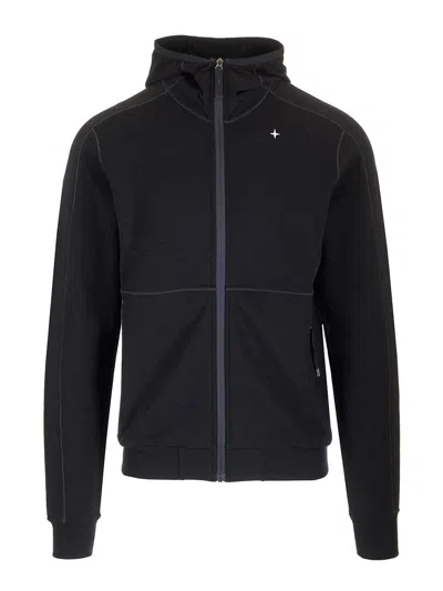 STONE ISLAND WOOL AND COTTON ZIP-UP FLEECE