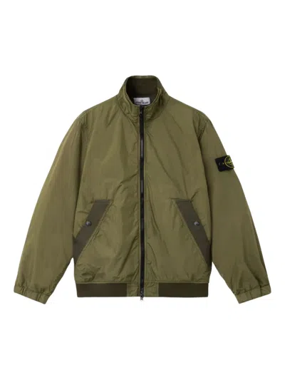 Stone Island Wool And Nylon Bomber Jacket In Green