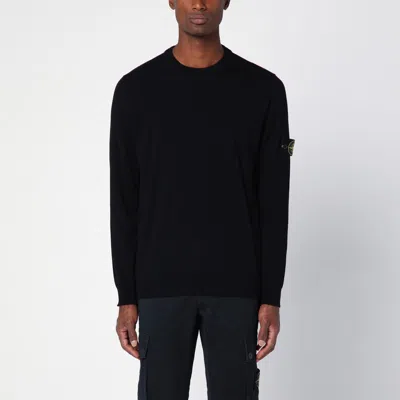 STONE ISLAND WOOL BLACK CREW-NECK SWEATER