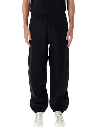 Stone Island Wool Blend Cargo Jogger Trousers In Black