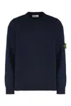 Stone Island Wool Round Neck Sweater In Blue