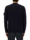Stone Island Lightweight Black Crew Neck Sweater In Blue