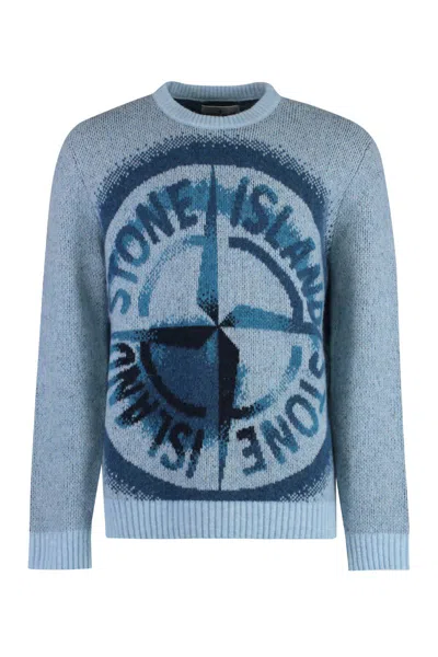 Stone Island Wool-blend Crew-neck Sweater In Blue