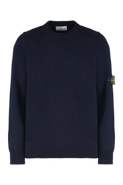 Stone Island Wool-blend Crew-neck Sweater In Blue