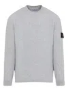 Stone Island Grey Wool Sweater With Logo In Gray