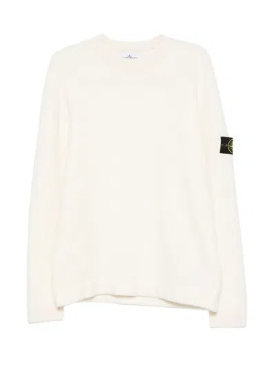 Stone Island Wool Blend Crewneck Sweater In White