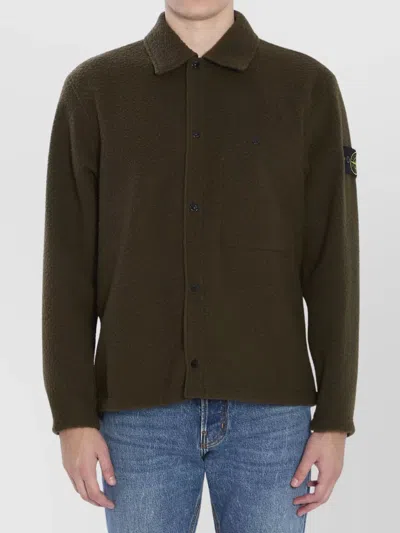 STONE ISLAND WOOL BLEND OVERSHIRT BUTTONED CUFFS