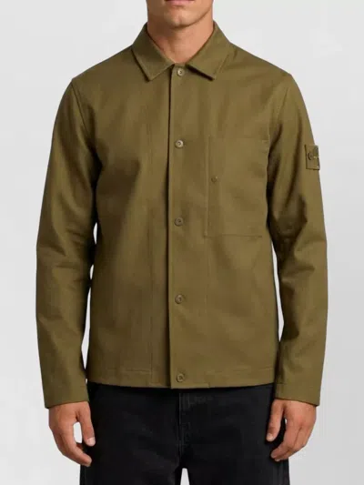 Stone Island Wool Blend Regular Fit Overshirt In Brown