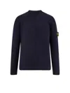 Stone Island Crew-neck Wool Blend Sweater With Logo Patch