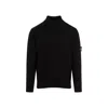 Stone Island Ribbed Knit Sweater With Logo Patch In Black