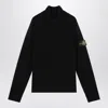Stone Island Turtleneck Jumper With Finely Ribbed Trims In Black