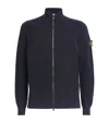 Stone Island Full Zip Knit Sweater With High Collar In Black