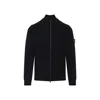 Stone Island Sweater Wool Blend Standing Collar In Black