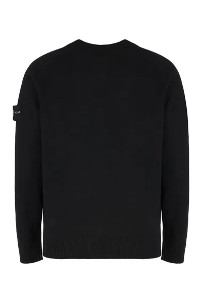 Stone Island Wool Cardigan In Black