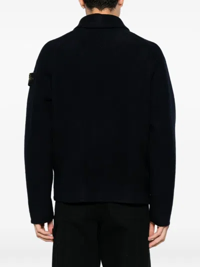 Stone Island Wool Cardigan In Black