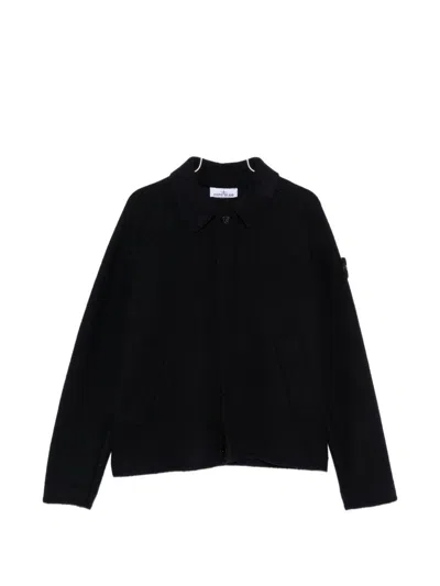 Stone Island Wool Cardigan In Black