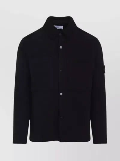 STONE ISLAND WOOL CARDIGAN PATCH POCKETS